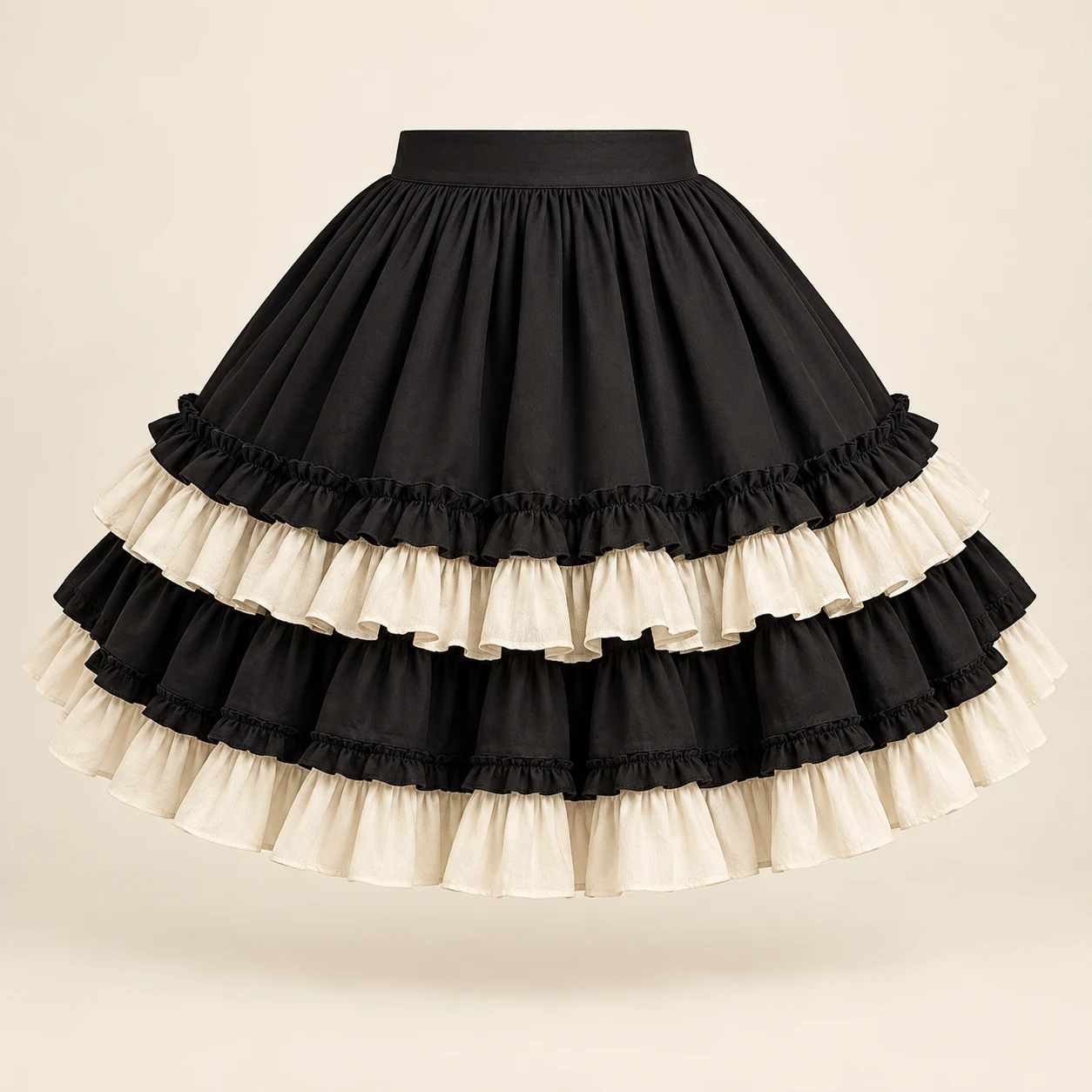 Black & Ivory Ruffle Skirt in Black & Ivory, front view