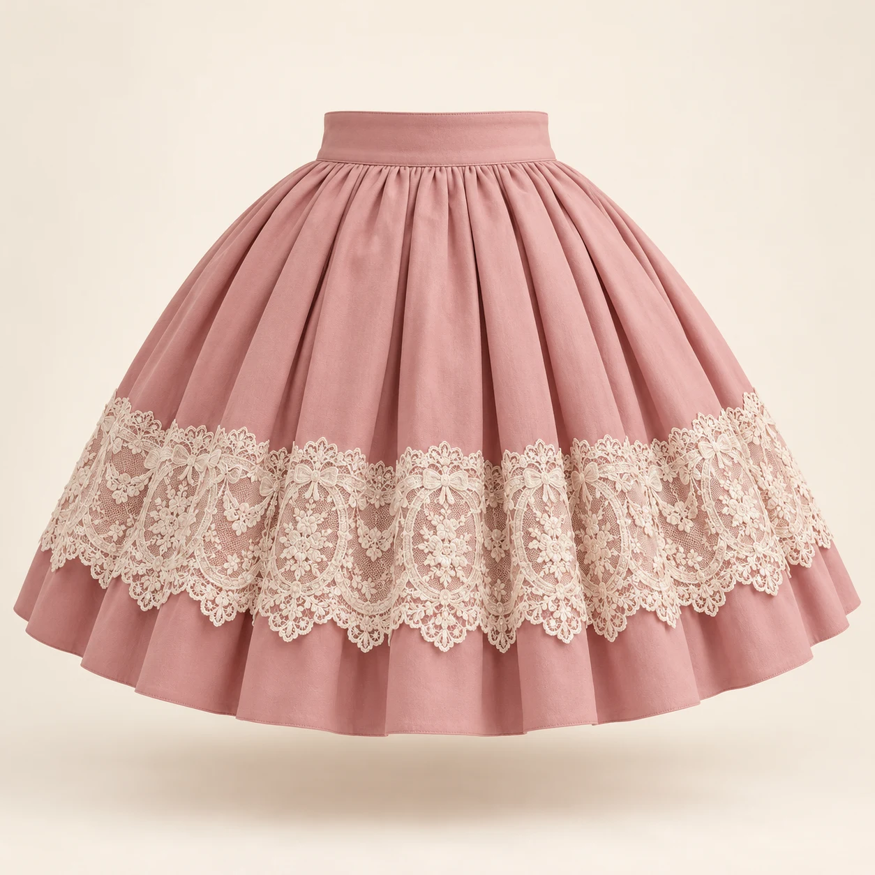 Tea Rose Lace Skirt in Dusty Rose, front view